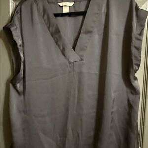 H&M Satin Sleeveless V-Neck Blouse – Charcoal/Gray